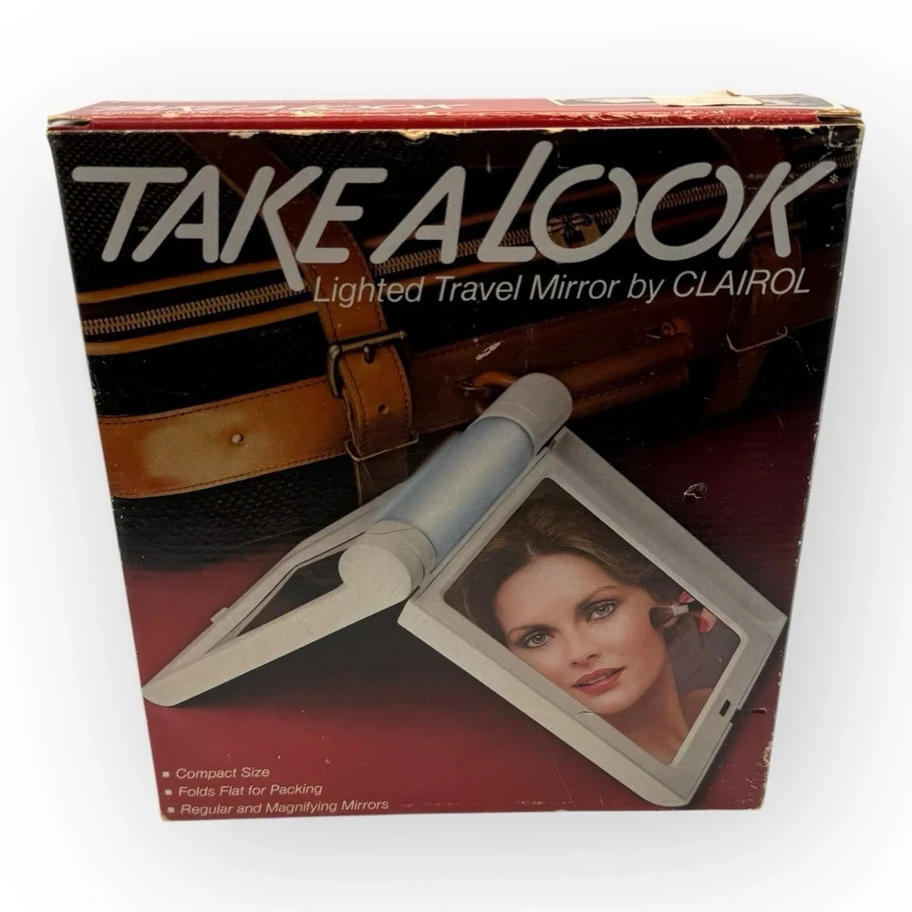 Clairol Take A Look Lighted Vanity Travel Mirror TM-1 1979 Make-Up Retro Vintage